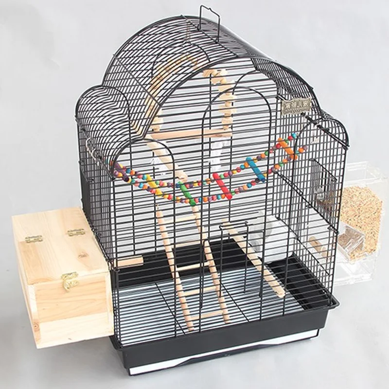

Metal large bird cage Black luxury parrot Villa starling cage Portable large Heightened Bird breeding cage mx4081550