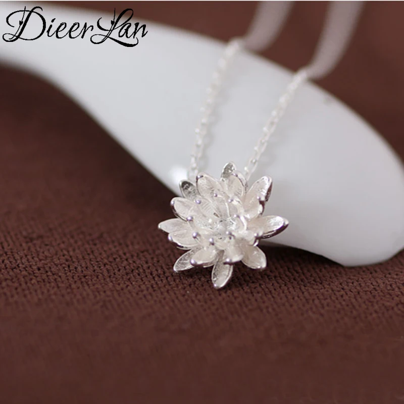 Модные Роскошные брендовые Серебристые ожерелья DIEERLAN с цветком лотоса для
