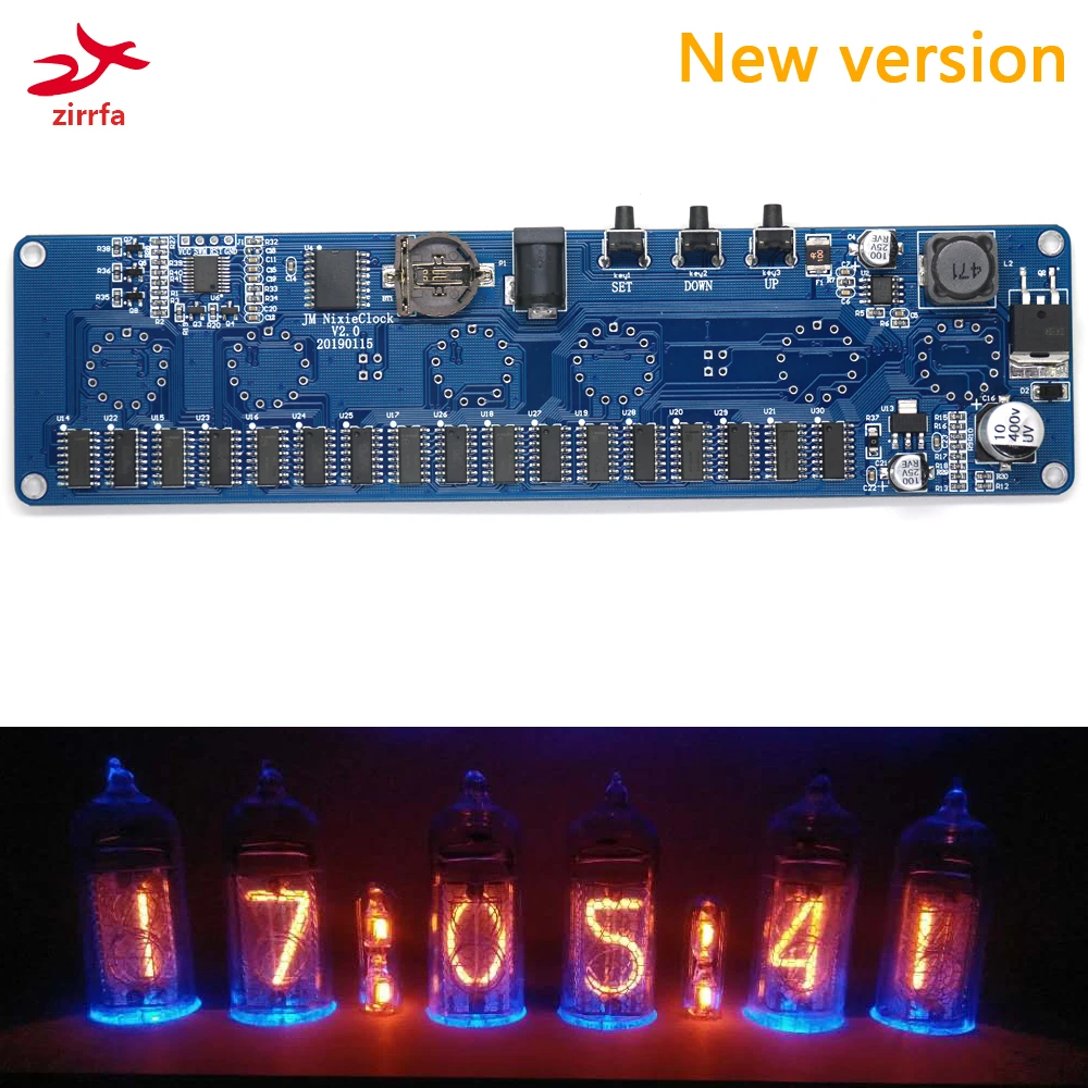 Zirrfa 5V 1A электронный DIY kit in14 Nixie трубка цифровой светодиодный Подарочная плата с часами комплект PCBA, без трубок