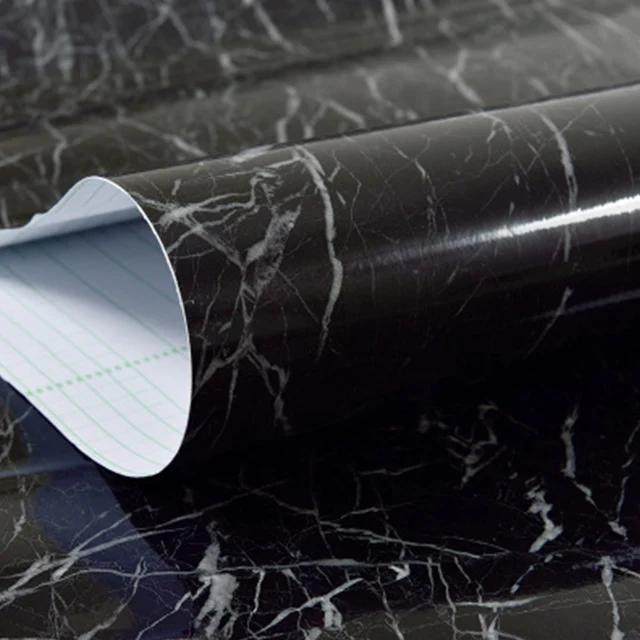 Marble Jazz Black Глянцевая мраморная контактная Бумага Мебель Настольный шкаф дверь наклейки съемный самоклеющиеся виниловые обои ПВХ водонепроницаемая пленка - Цвет: Marble Jazz Black