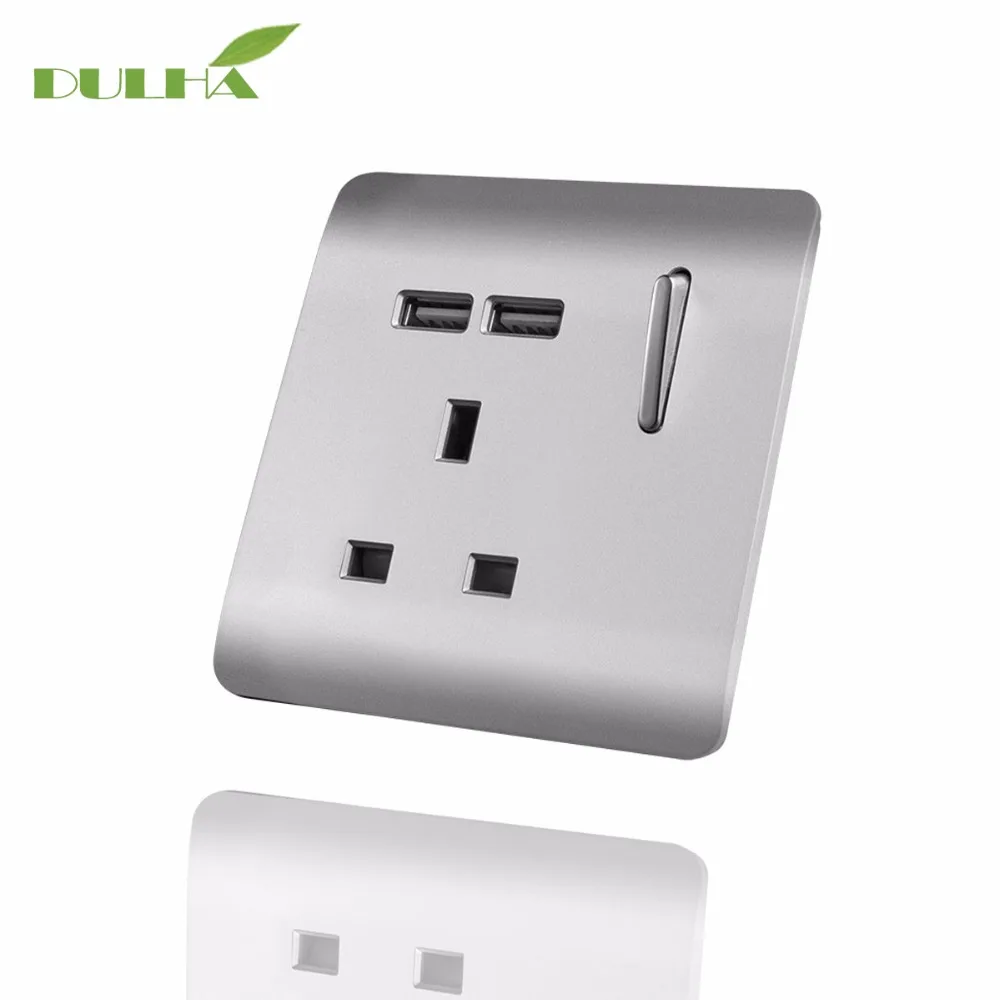 Дулха UK 13A USB настенная розетка 1 секция электрические питания включен с 2 разъем