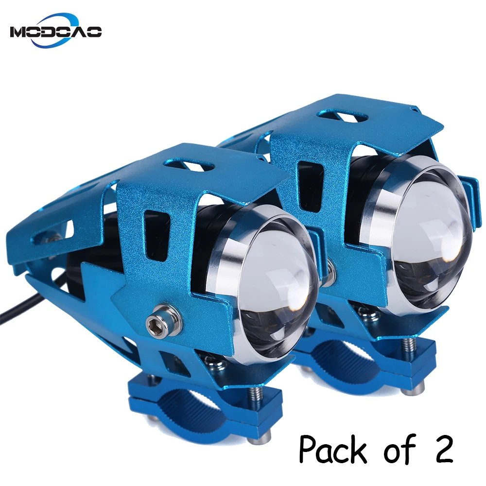 2pcs blue Modoao 1 шт. 2 шт. 125 Вт мотоциклетные светодиодный головной светильник 12V 3000LMW U5 вождения Точечный светильник s фары Moto пятно света головной светильник - Цвет: 2pcs blue