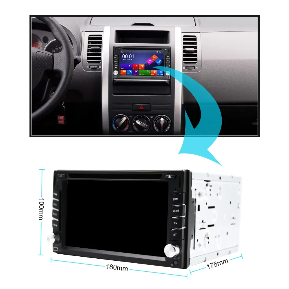 Eunavi 2 Din универсальный автомобильный Радио двойной 2Din dvd плеер gps навигация в тире