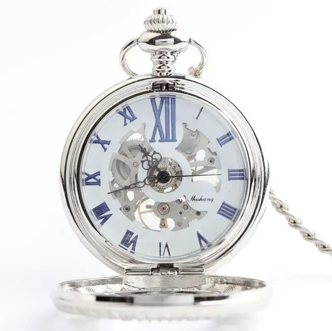 Vintage Steampunk Hollowed Secret Garden Mechanical Pocket Watch Hand Wind Skeleton Roman Dial Men Watches for Christmas | Наручные часы