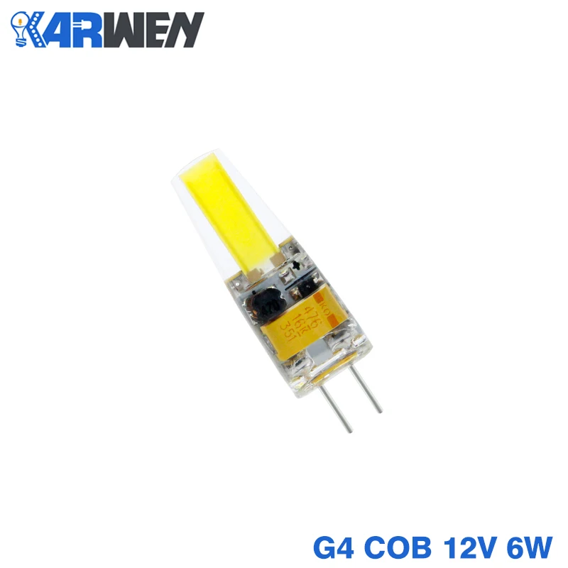 KARWEN 20 шт. светодиодный лампочка G4 G9 E14 220 В 6 Вт Bombillas G4 G9 светодиодный лампочка AC DC 12 В COB лампада светильник замена галогенная люстра - Испускаемый цвет: G4 6W AC DC 12V