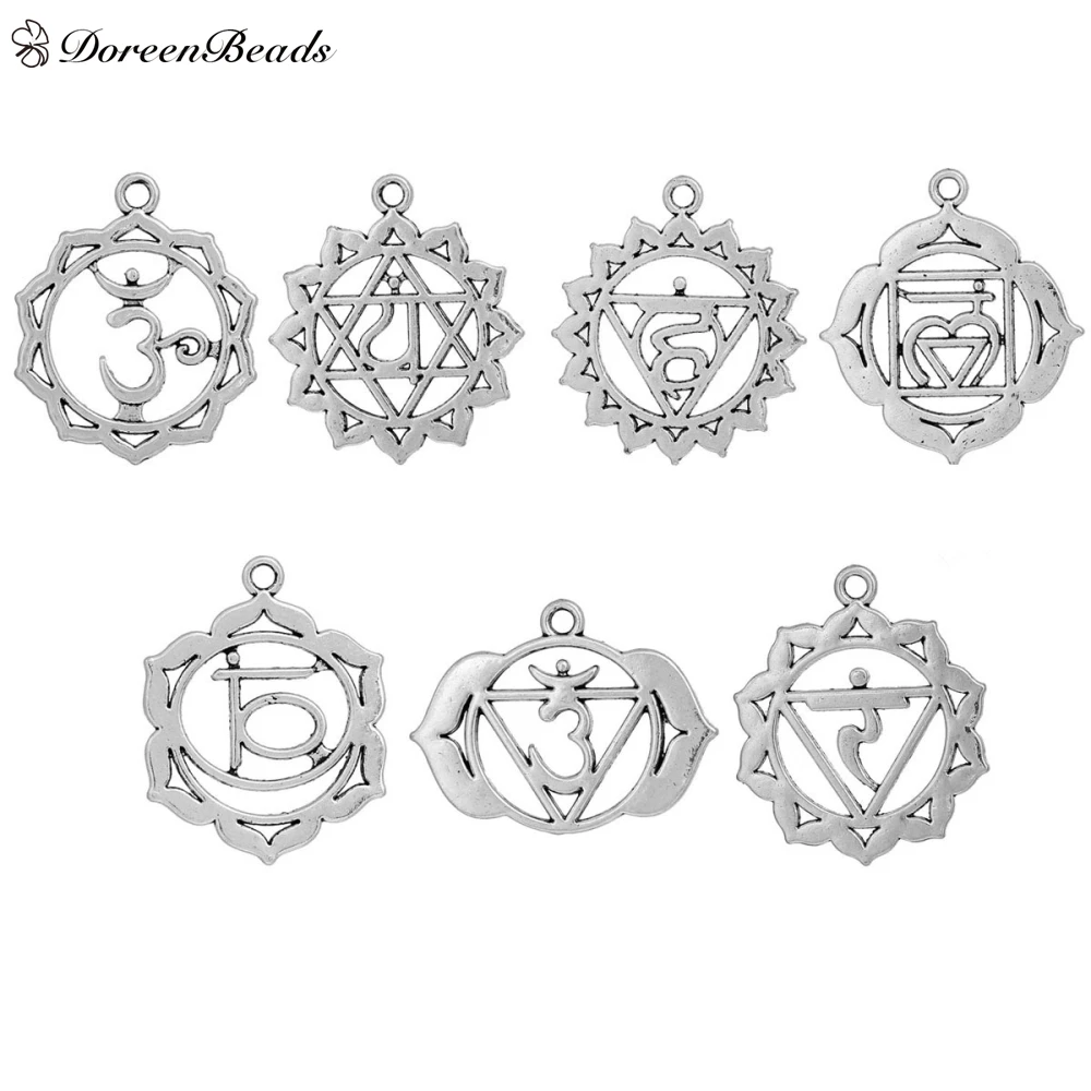 DoreenBeads Подвески чакры смешанный серебряный цвет полые 3 7 см x (1 4/8 &quotx1 2/8&quot) -3 2 6 2/8