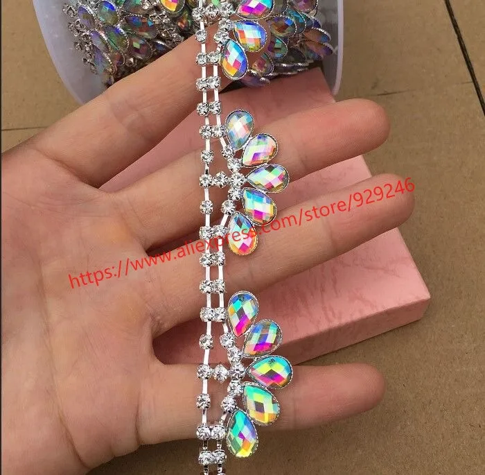 1 ярд/упаковка 2 см великолепные украшения для волос из черного камня|ab rhinestone
