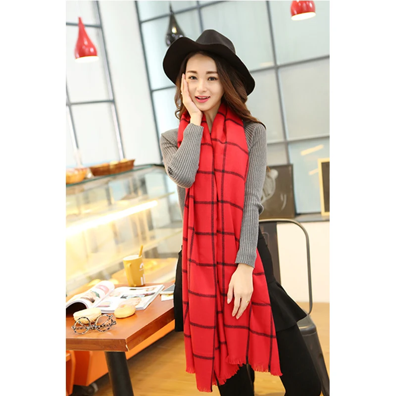 Весенне-зимний женский шерстяной клетчатый шарф женские кашемировые шарфы