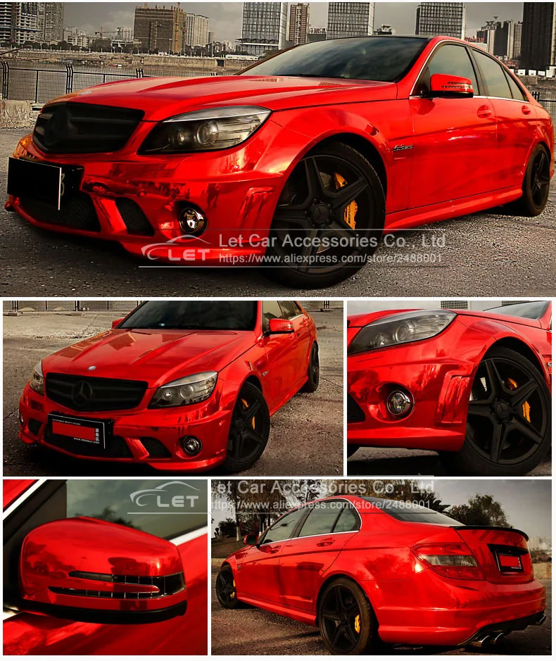 high stretchable silver gold red Chrome Mirror Vinyl Wrap Film Sticker Sheet emblem Car Bike Motor Body Cover | Автомобили и