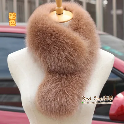 CAMEL Зимние женские шали серого цвета из искусственного меха на шее, модные шали из искусственного лисьего меха, шарф с бесконечным меховым воротником, роскошный бренд - Цвет: CAMEL