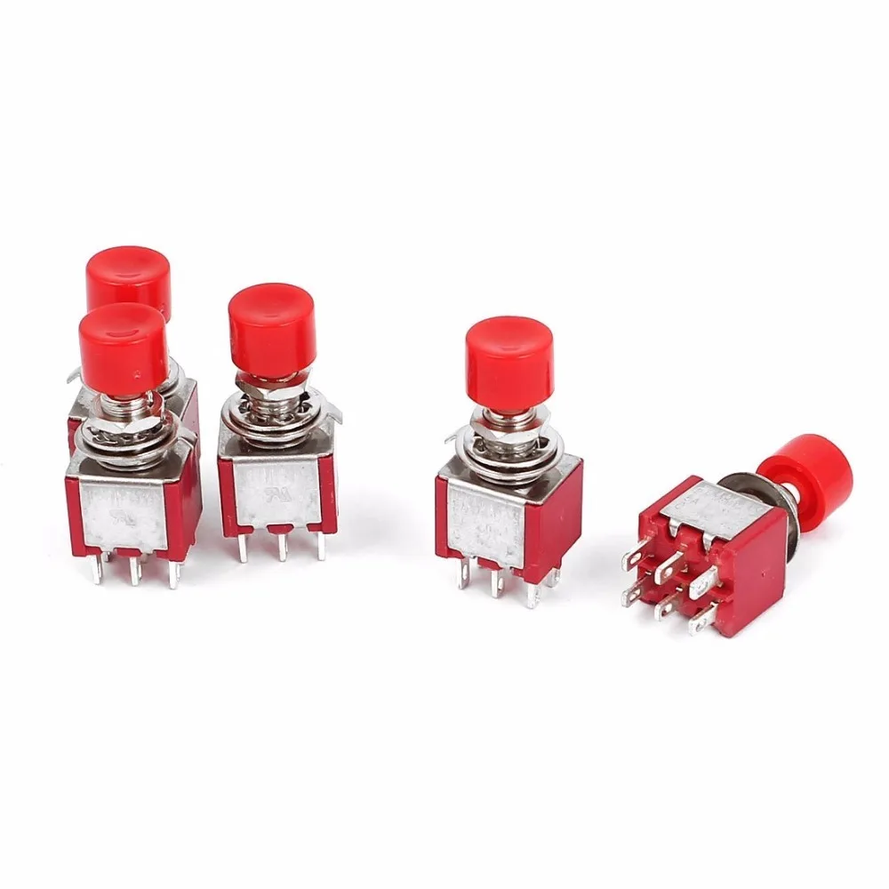 AC 250V 2A/120V 5A 6pins Мгновенный кнопочный переключатель DPDT НЗ 5 шт.|Выключатели| |