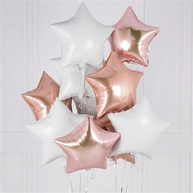 6 шт Детские душ Globos 18 дюймов Белый розовое золото Звездные гелиевые