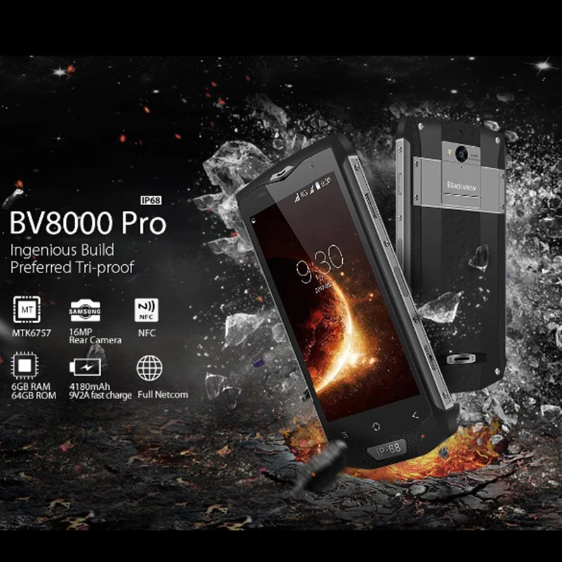 Blackview BV8000 Pro смартфон Водонепроницаемый MT6757 Восьмиядерный 6 ГБ Оперативная память