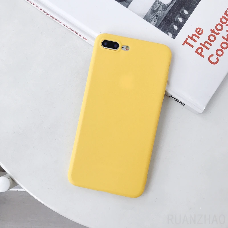 Роскошный чехол для телефона iPhone 6 6s 7 Plus XR XS Max простой однотонный мягкий из ТПУ 8
