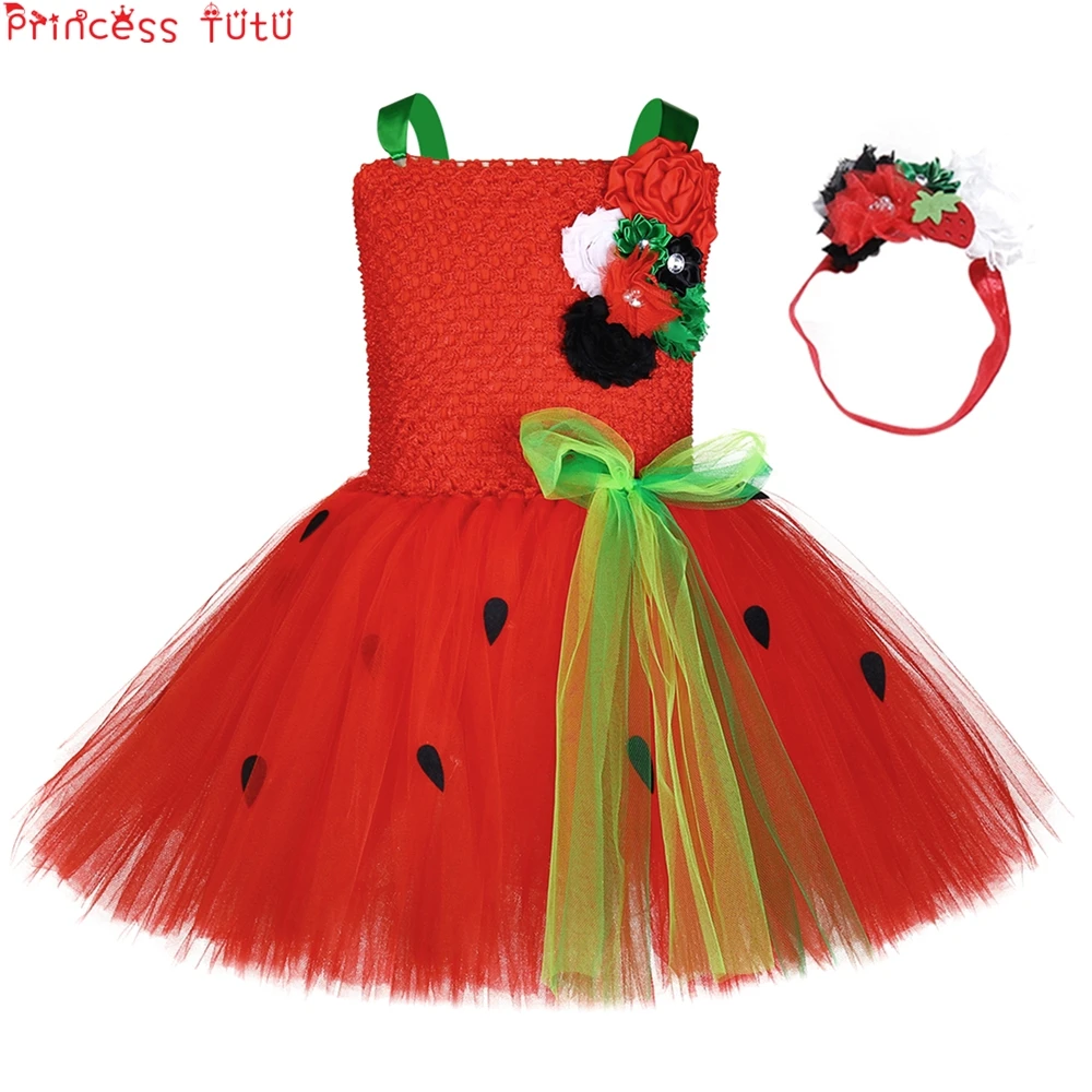 Красной клубничкой под индивидуальный заказ потому что платье-пачка для девочек