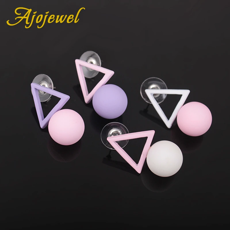 Женские Асимметричные треугольные серьги-гвоздики Ajojewel Простые Модные