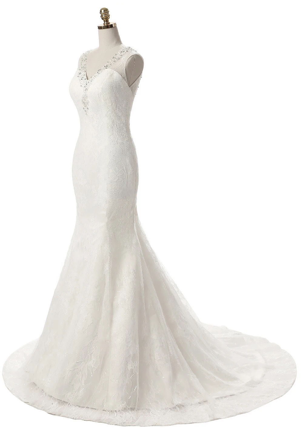 Женское свадебное платье с юбкой годе V образным вырезом без рукавов|bridal gown|fashion