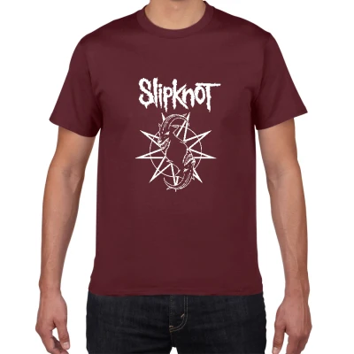 W345 wine red Новая волна американского тяжелого металла Slipknot Футболка мужская металлическая лента хлопок футболка хип хоп Уличная крутая мужская одежда - Цвет: W345 wine red