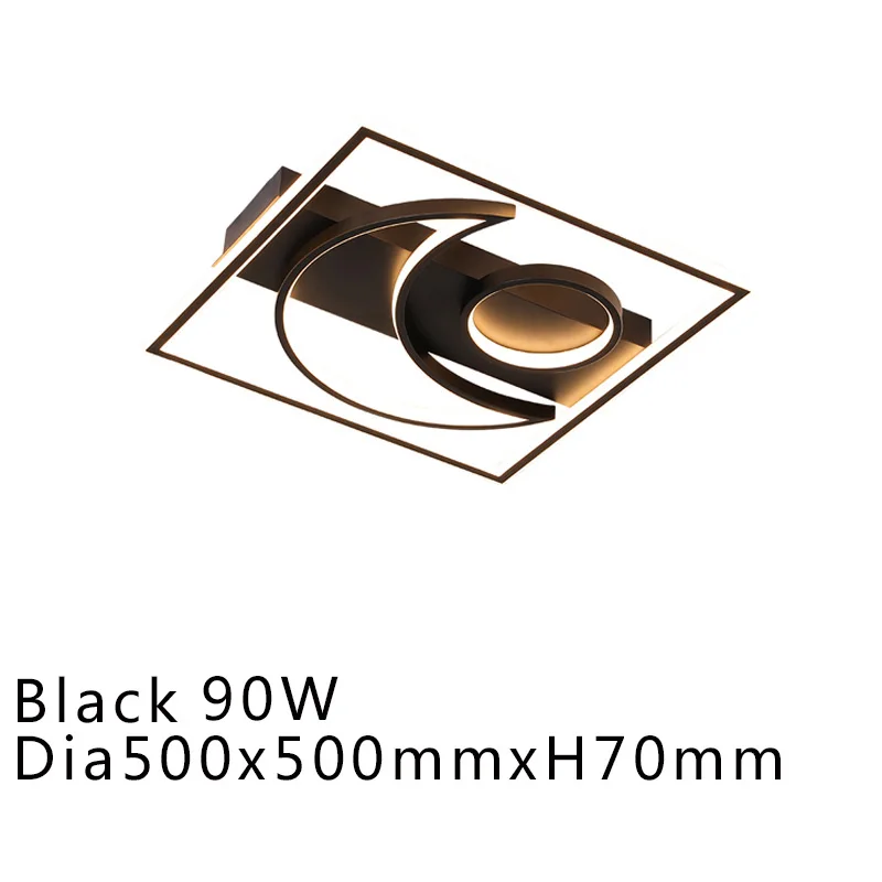 Dia50x50cm Black Современные простые квадратные уникальные люстры для гостиной, кухни, столовой, спальни, пульт дистанционного управления, светодиодный светильник, люстра, светильник - Цвет абажура: Dia50x50cm Black