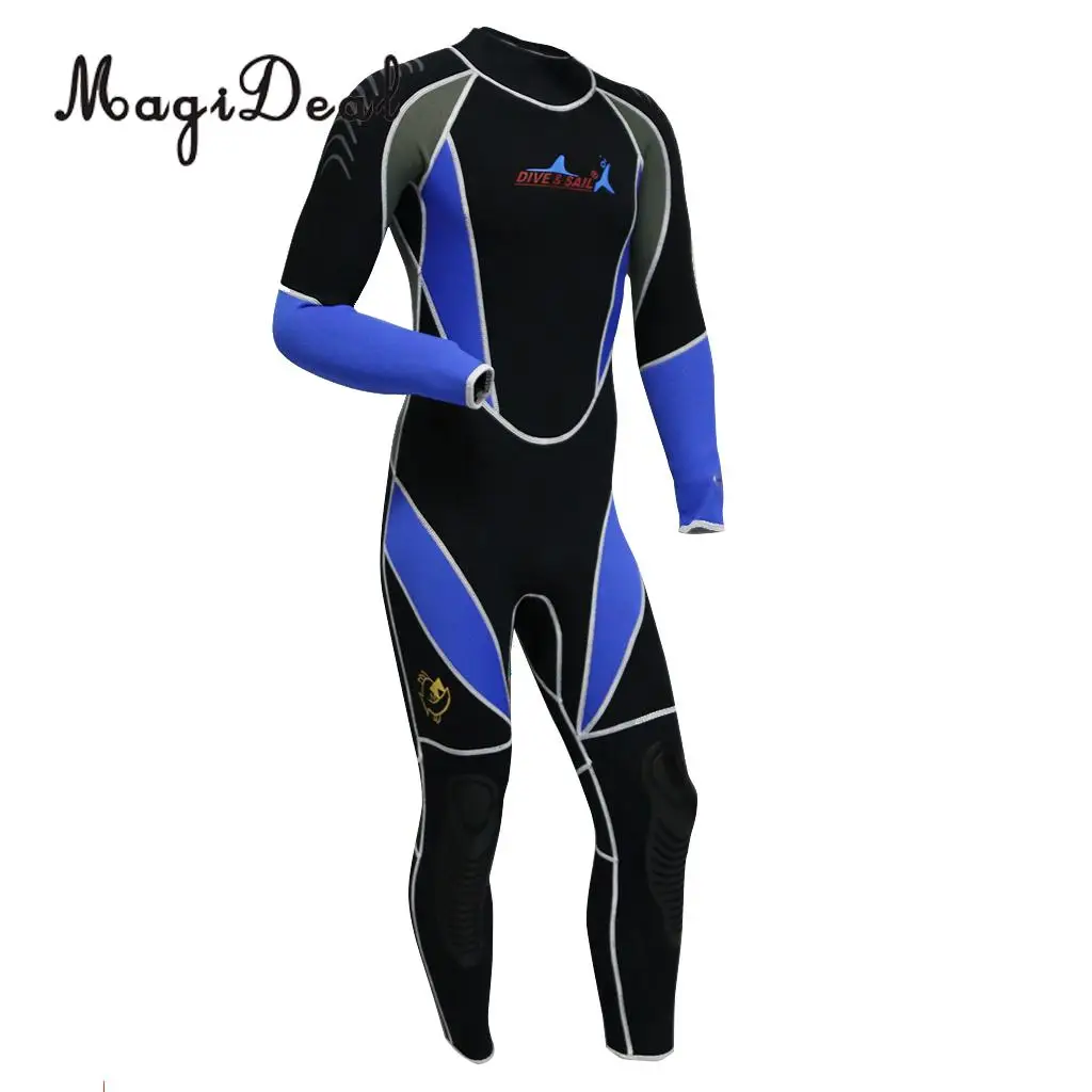 M Blue for Men 3 мм неопреновый мужской женский костюм для серфинга/сноркеля/подводного плавания/водного спорта Дайвинг теплый костюм гидрокостюм купальники и молния сзади с длинным рукавом S/M/L/XL - Цвет: M Blue for Men