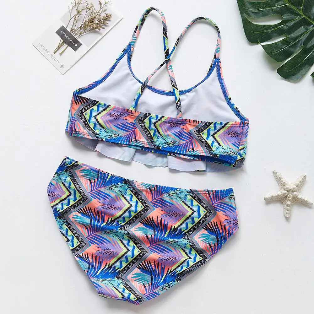 Женский раздельный купальник с рюшами детский танкини для девочек милый