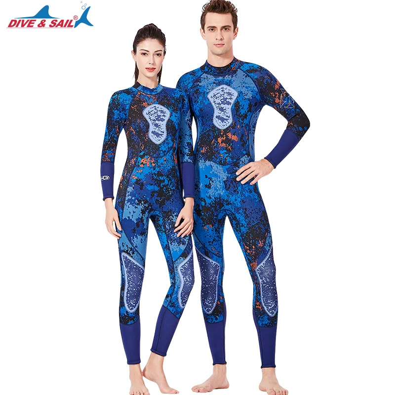 Женские гидрокостюмы 3 мм неопреновый синий полноразмерный купальный костюм с