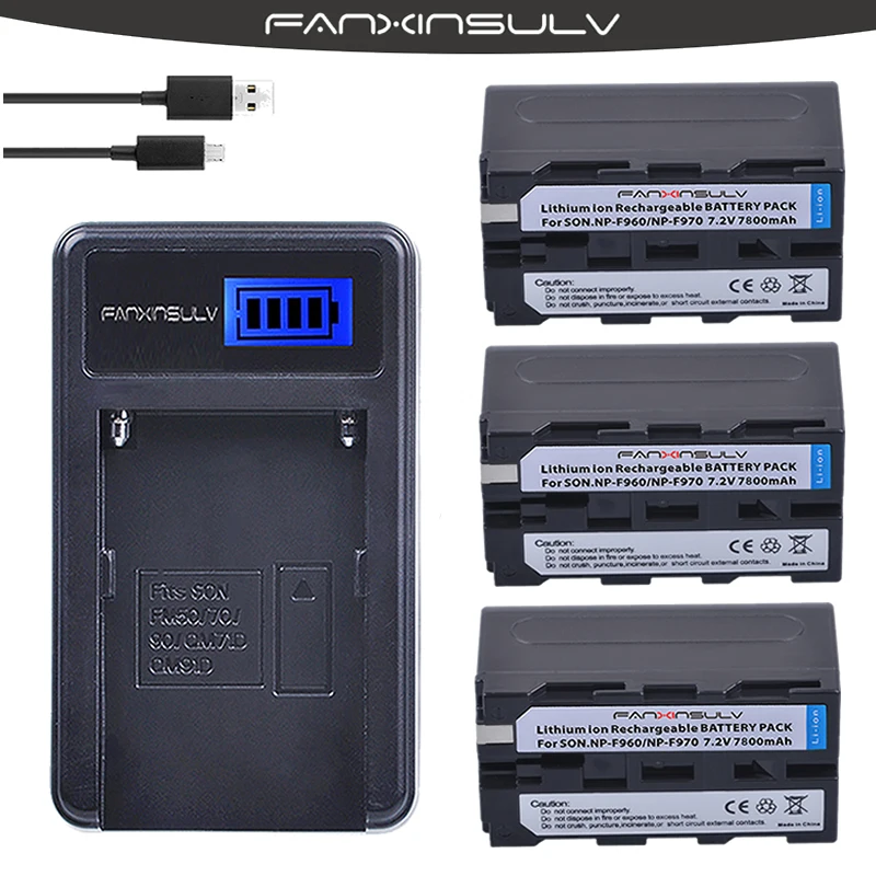 3x7800 мАч NP F970 F960 аккумулятор + зарядное устройство USB LCD для sony HXR NX3 dcrvx2100 hdrfx1 hdrfx7 hd1000u