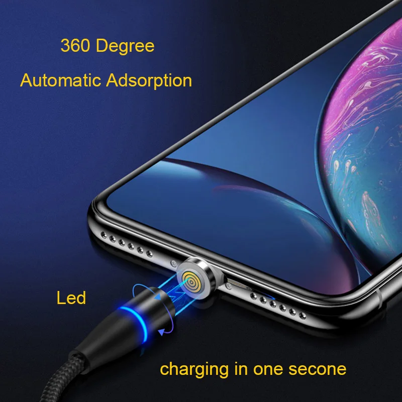 Sarika S06 3A светодиодный магнитный Кабель зарядного устройства для iPhone 11 Pro Max Android Micro usb type C мобильный телефон Быстрая зарядка Магнитный кабель