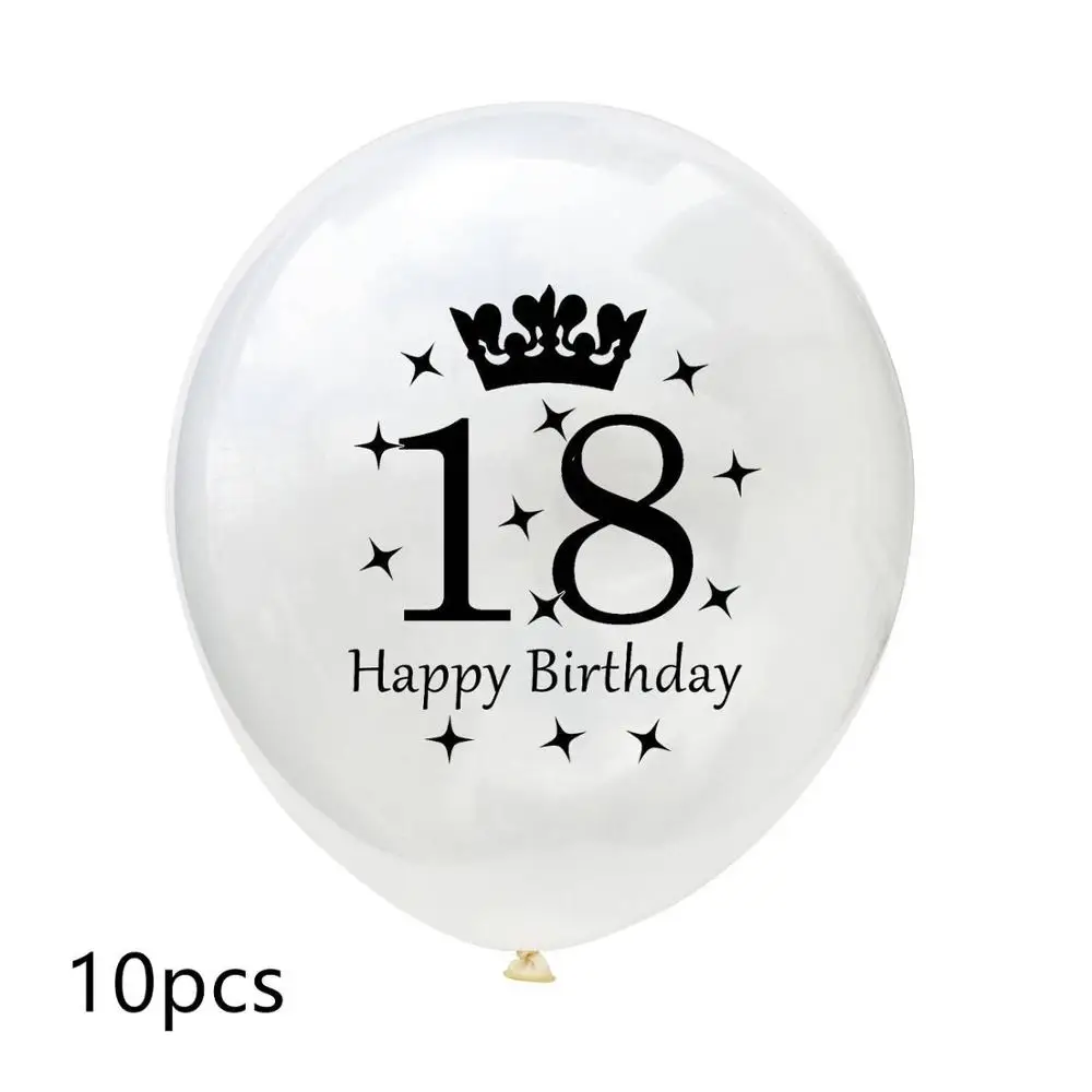 10pcs 10 шт 12 дюймов прозрачные блесток баллоны 16/18/21/30/40/50/60/70/80/90 лет конфетти воздушные шары для дня рождения вечерние украшения - Цвет: 10pcs