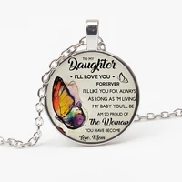 fashion for my daughter i will always love your photo cabochon glass pendant chain necklace give daughter souvenir choker gift