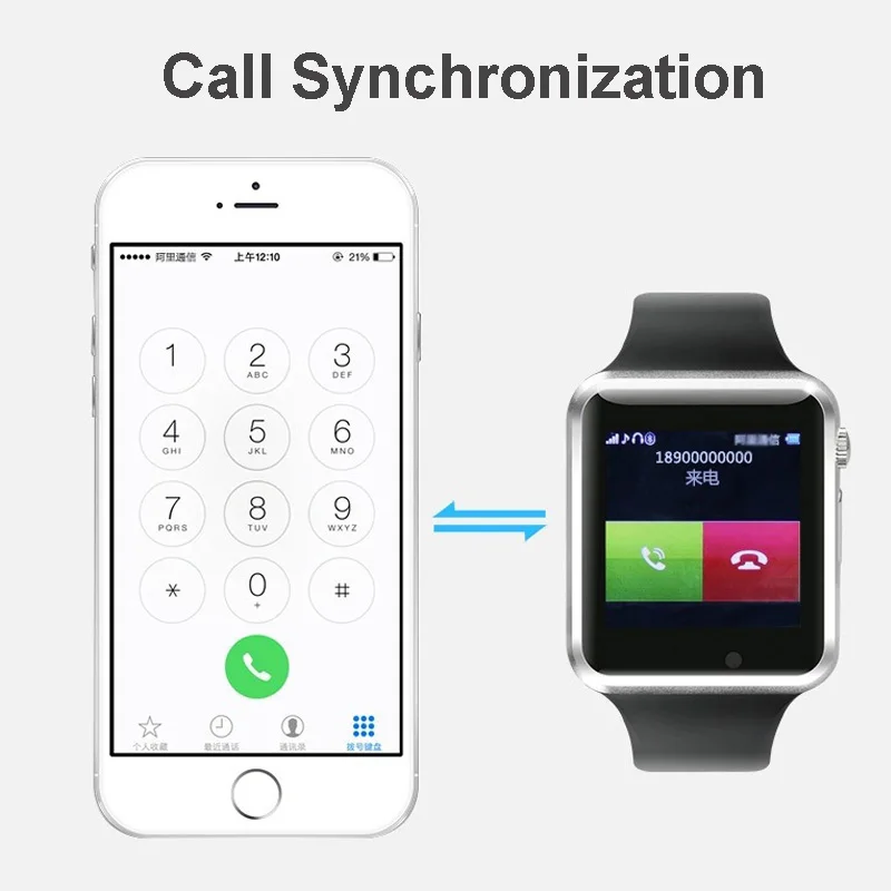 Bluetooth A1 Смарт часы и i7 Eaphone спортивные наручные Поддержка 2G SIM TF камера Reloj умные