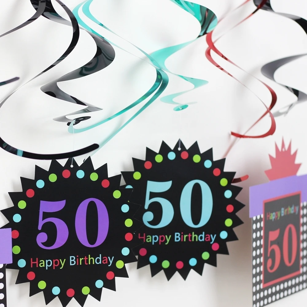 Упаковка из 12 для 30th/50th на день рождения висит вихрем потолков День украшения