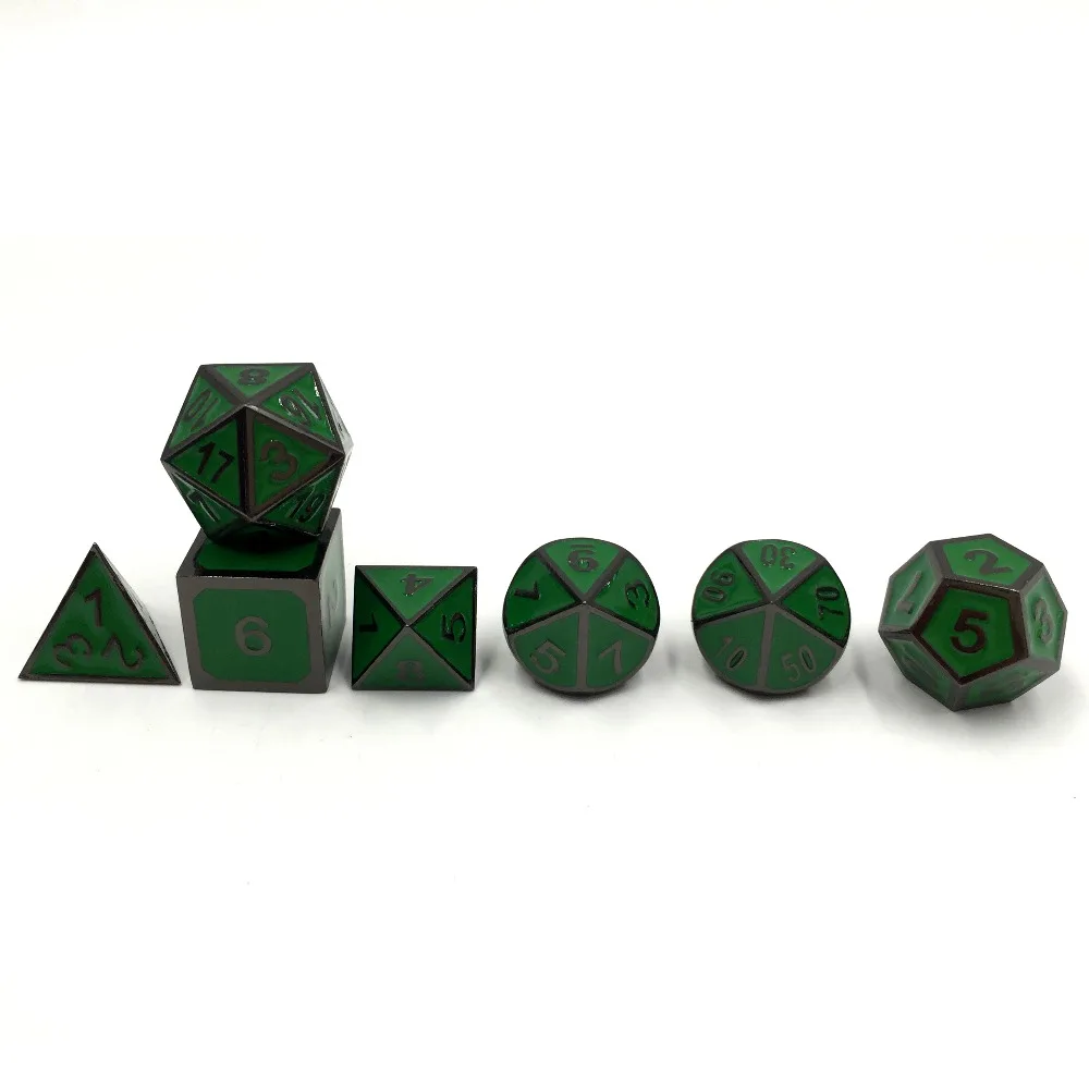Новый шрифт Подземелья и Драконы 7 шт./компл. металлические кости d4 d6 d8 d10 d % d12 d20