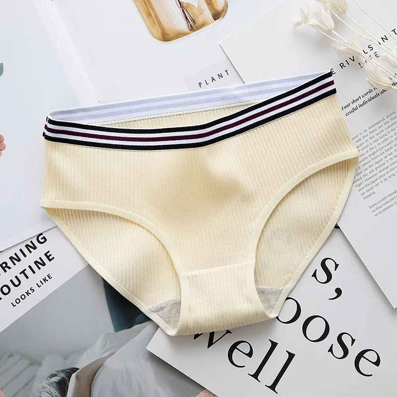 yellow SP& CITY Спортивное хлопковое однотонное женское нижнее белье женские полосатые дышащие Бесшовные трусы мягкие сексуальные гигиенические трусики нижнее белье Танга - Цвет: yellow
