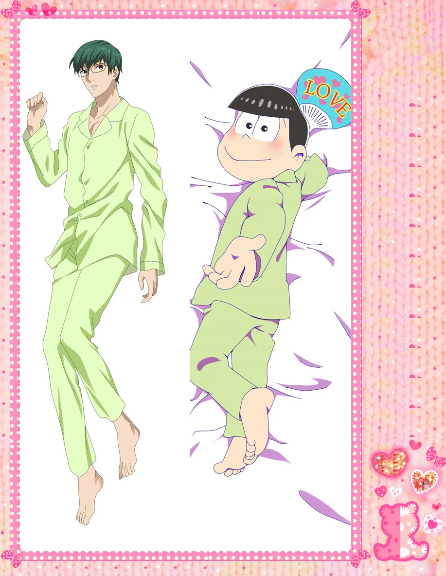 Двухслойная подушка Osomatsu-sa с аниме рисунком обнимающая наволочка персиковая