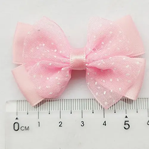 

CNCRAFT 3/12pcs/lot Mix Lots Organza Ribbon Flowers Bows w/Mini Dots DIY/Wedding/Applique Craft Organza Bow
