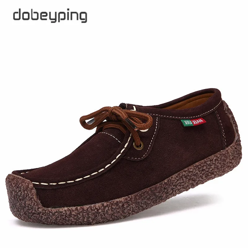 Dobeyping/ г. новая весенняя обувь женская обувь из коровьей замши на плоской подошве женские мокасины на шнуровке женские туфли-оксфорды