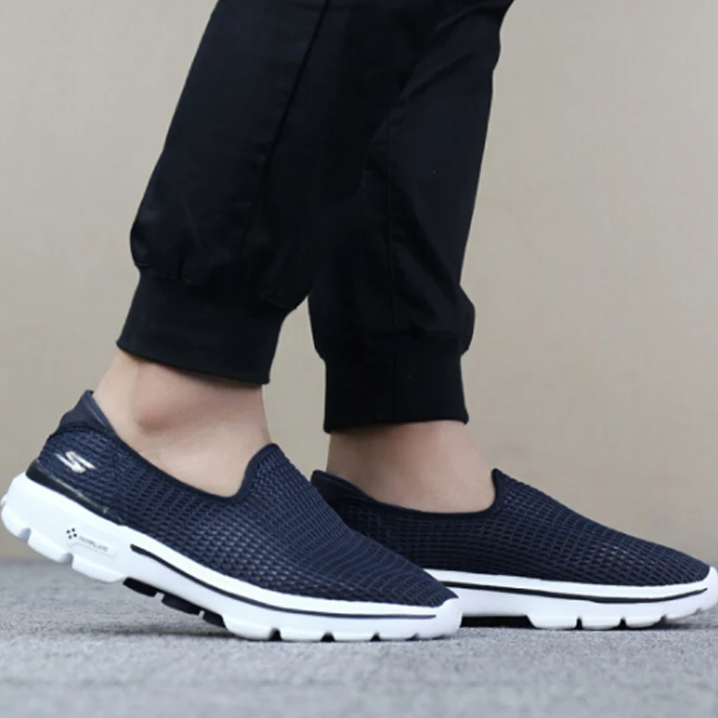Skechers/мужские лоферы; Повседневная дышащая обувь на плоской подошве; обувь без застежки из сетчатого материала; Мужская обувь высокого качества на плоской подошве; 6666002-NVW