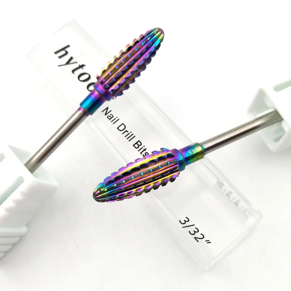 Фрезы для ногтей HYTOOS радужные вольфрамовые твердосплавные фрезы маникюрные