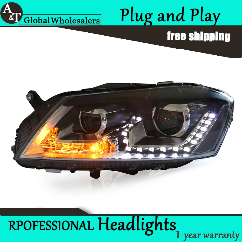 head lamp Car Styling for 2011-2015 VW Passat B7 LED Headlight Europe Version DRL Lens Double Beam HID KIT Xenon bi xenon lens | Автомобили