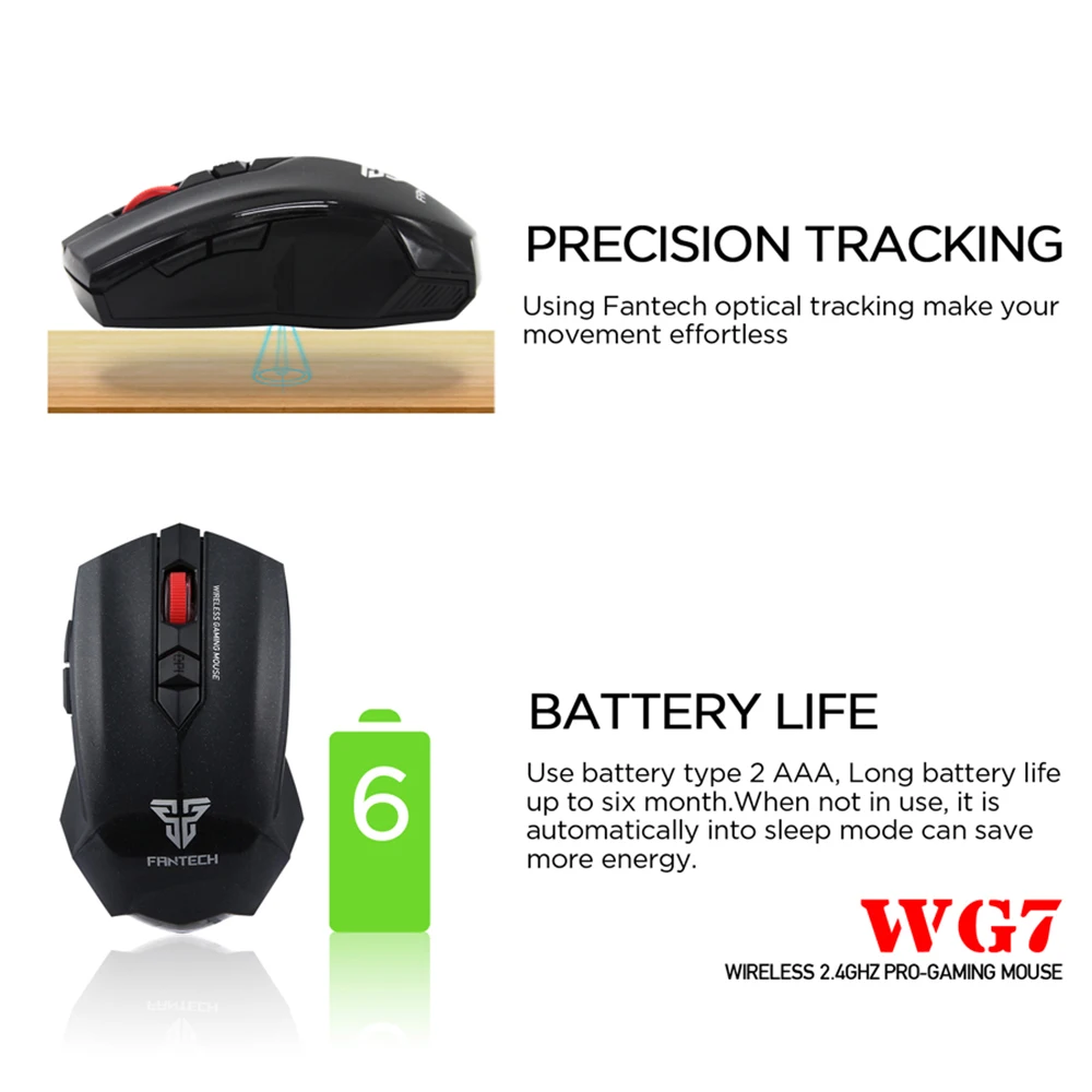 FANTECH WG7 2000 dpi 6 кнопок 2 4 ГГц Беспроводная мышь игровая геймер регулируемые