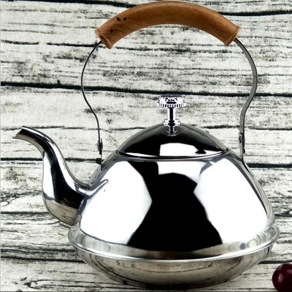 

Outdoor Camping Stainless Steel Kettle Kitchen Fast Boil Tea Pot Silver 1.5L 2L