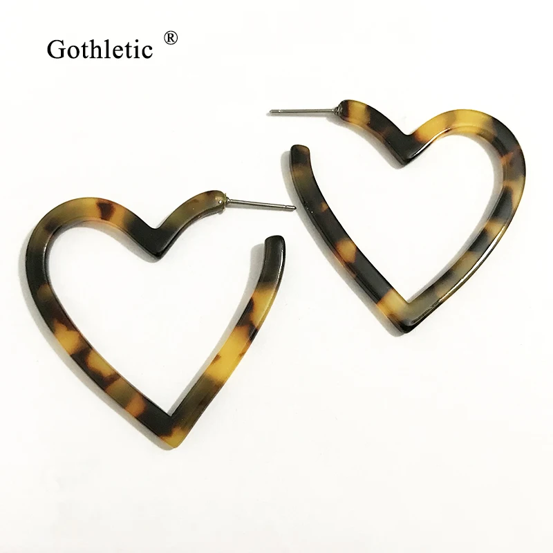 Женские маленькие серьги-кольца Gothletic 40 мм с черепаховым сердцем ювелирные