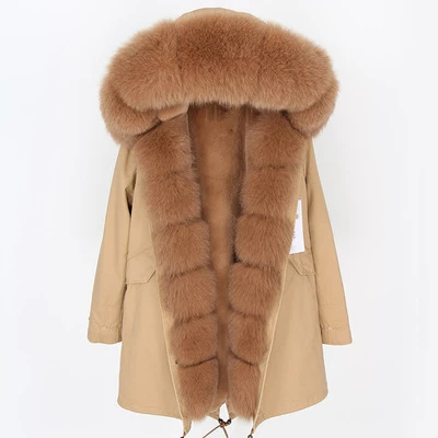 3 OFTBUY зимняя женская куртка из натурального меха, парка с воротником из натурального Лисьего меха, длинное пальто с подкладкой из искусственного меха, модная теплая уличная одежда - Цвет: 3