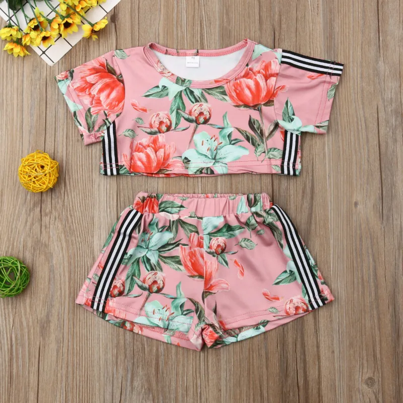 Новые модные летние детские нагрудники для маленьких девочек топы с цветочным