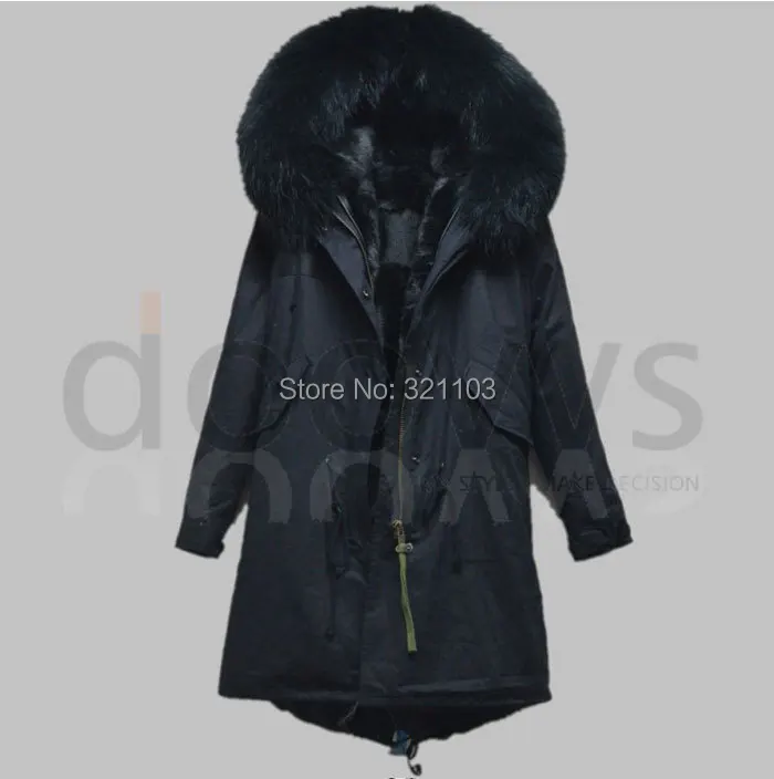 Зимнее женское длинное пальто ветровка/Тренч черное большое меховое с меховым