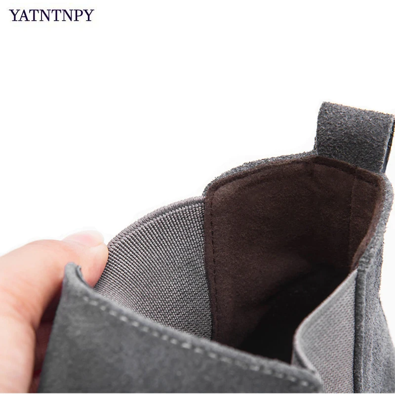 YATNTNPY/обувь из натуральной замши мужские короткие ботинки для мужчин слипоны