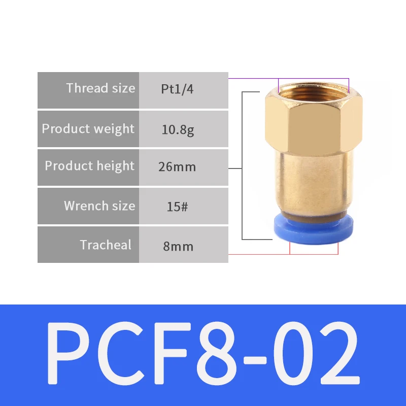 PCF8-02 1 шт. Пневматический быстрый соединитель PCF 4 мм 6 мм 8 мм 10 мм 12 мм шланг Воздушный фитинг 1/" 1/8" 3/" 1/2" BSPT Мужская резьба трубопроводная муфта - Цвет: PCF8-02