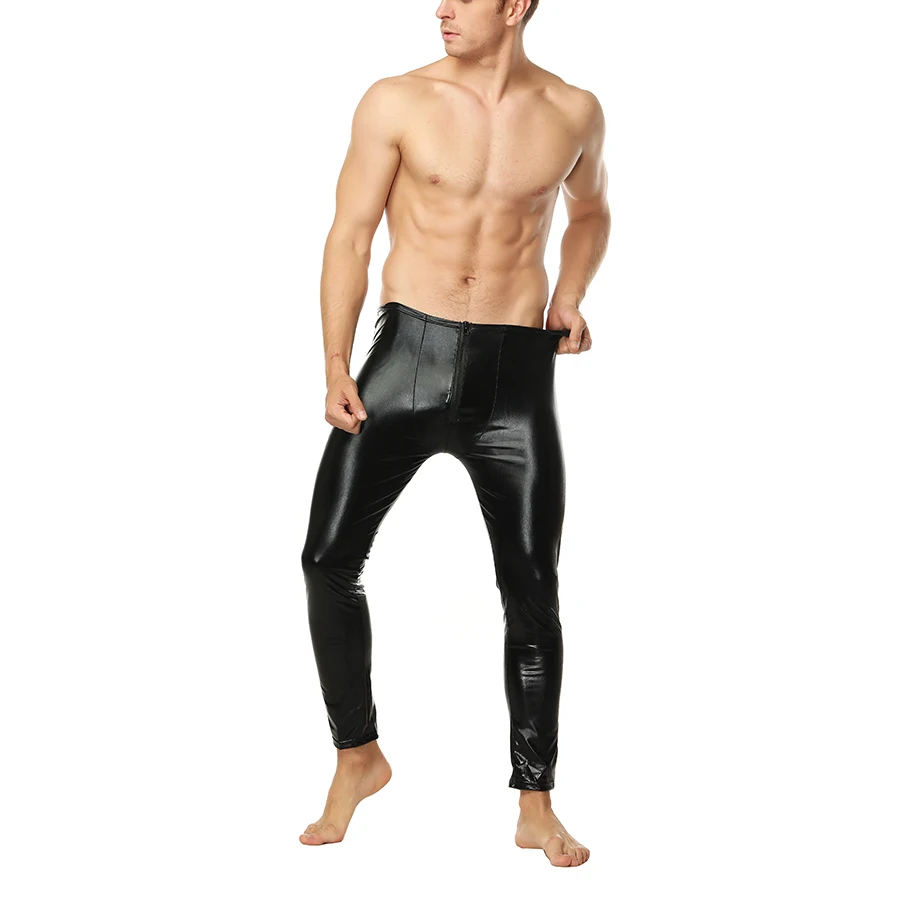 Новинка мужские обтягивающие кожаные брюки модные из искусственной кожи