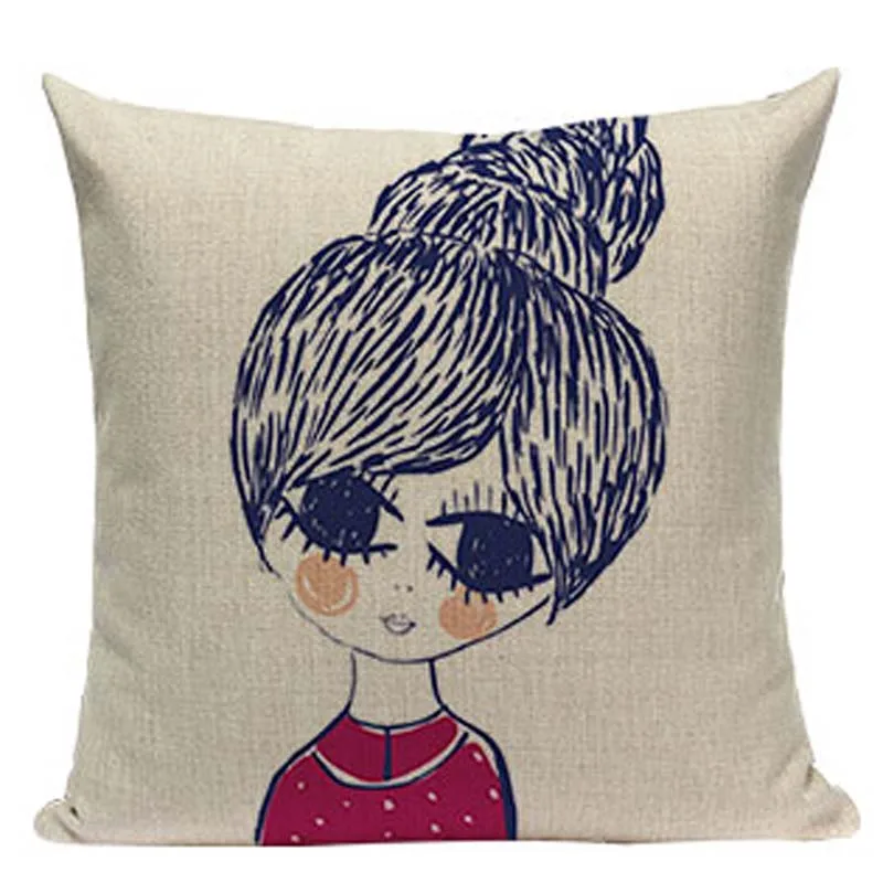 Креативная наволочка для девочек подушки из хлопка и льна чехол 45x45 см дивана